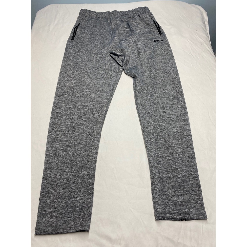 Mitre Mens Heather Gray Athletic Training Pants Medium Zipper Pockets Ankle Zips